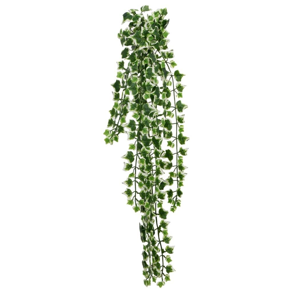 Kunstige hængeplanter 12 stk. 339 blade 90 cm grøn og hvid