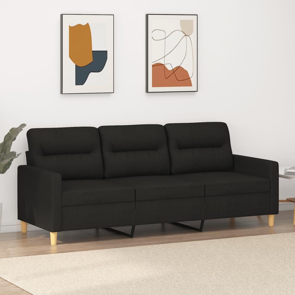 3 Personers Sofa 180 Cm Stof Sort