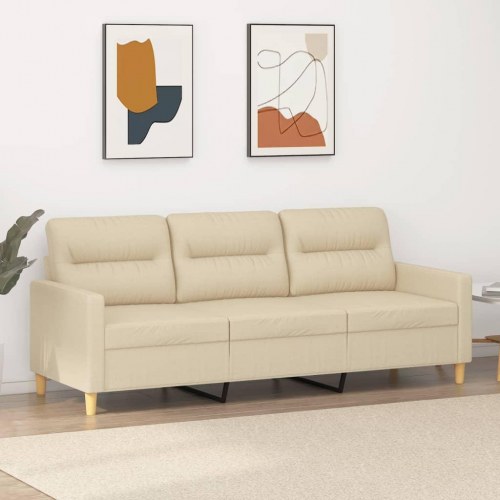 3-personers sofa i stof - cremefarvet, 198 cm
