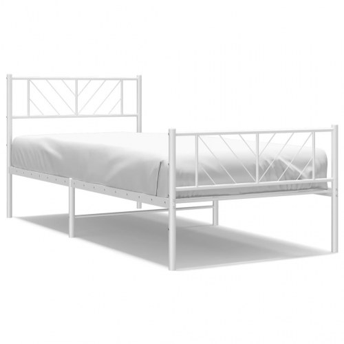 Sengeramme i metal med gavl og fodgærde 107×203 cm - hvid