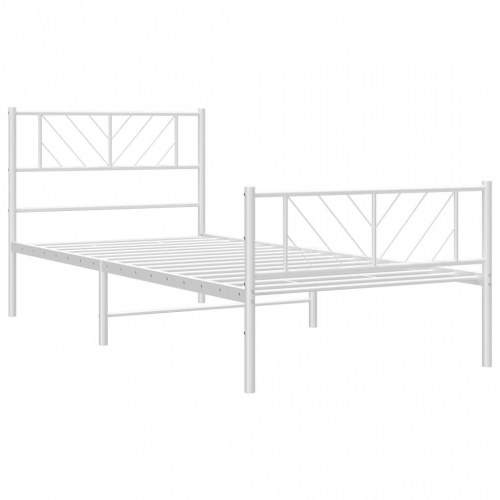 Sengeramme i metal med sengegavl og fodgærde 75×190 cm - hvid