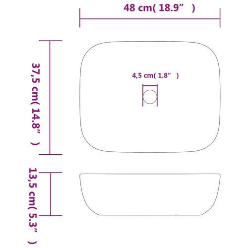 Håndvask til bord 48x37,5x13,5 cm rektangulær keramik flerfarve
