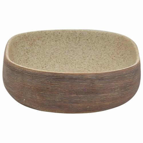 Håndvask til bordplade 59x40x14 cm oval keramik sand og brun