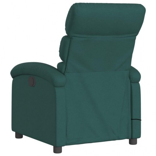Massagestol i stof - mørkegrøn, manuel recliner med 6-punkts vibrationsmassage