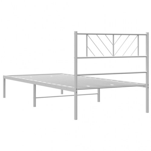 Sengeramme med sengegavl 100×200 cm - metal, hvid