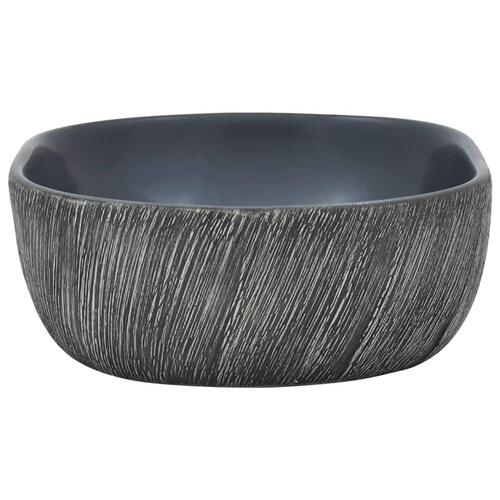 Håndvask til bordplade 47x33x13 cm oval keramik sort og grå