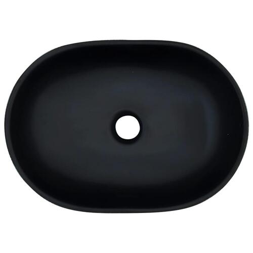 Håndvask til bordplade 47x33x13 cm oval keramik sort og grå