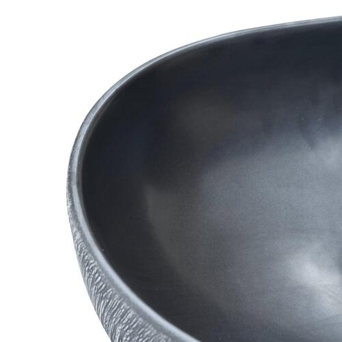 Håndvask til bordplade 47x33x13 cm oval keramik sort og grå