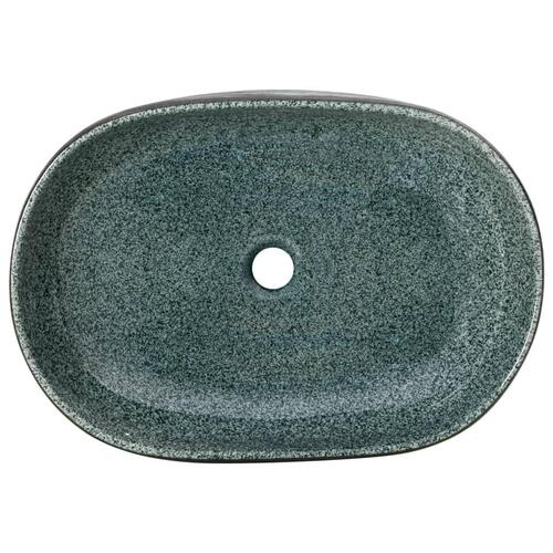 Håndvask til bordplade 59x40x14 cm oval keramik turkis