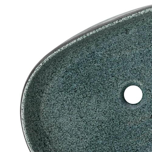 Håndvask til bordplade 59x40x14 cm oval keramik turkis