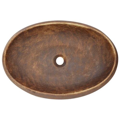 Håndvask til bordplade 59x40x15 cm oval keramik brun