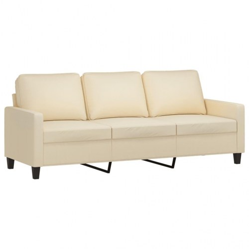 3-personers sofa med fodskammel - 198 cm stof, cremefarvet