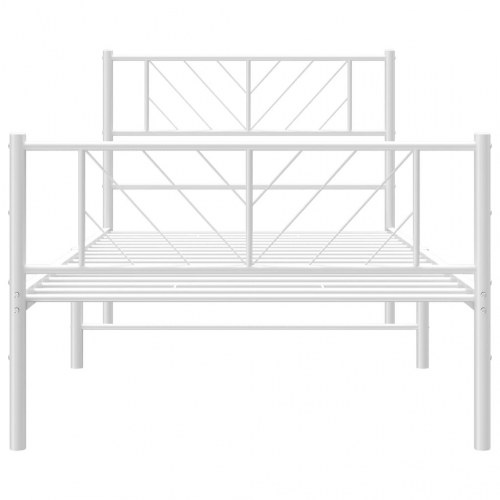 Sengeramme med sengegavl og fodgærde 80x200 cm metal hvid
