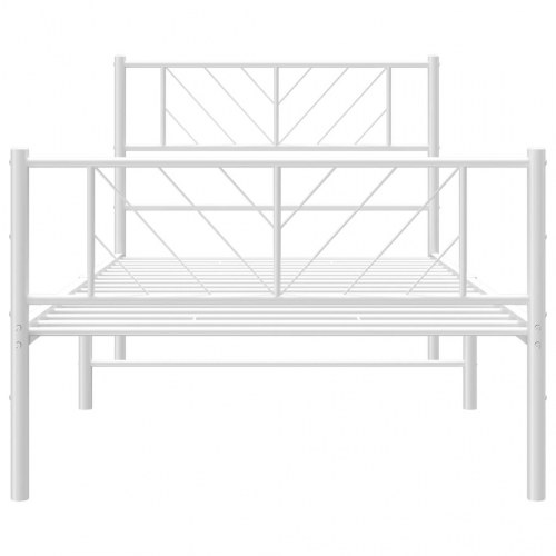 Sengeramme i metal med sengegavl og fodgærde 100×190 cm - hvid