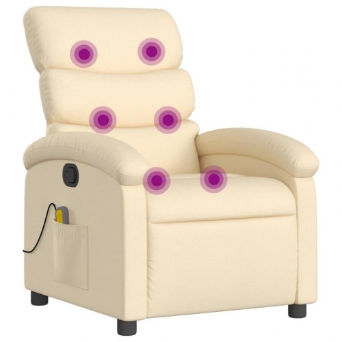Massagelænestol i stof - cremefarvet, manuel recliner med 6-punkts vibrationsmassage