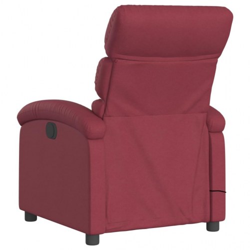 Massagestol i stof - vinrød, manuel recliner med 6-punkts vibrationsmassage