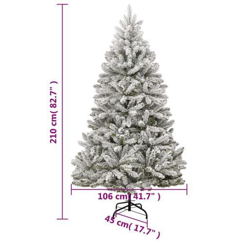 Kunstigt juletræ med sne 210 cm hængslet