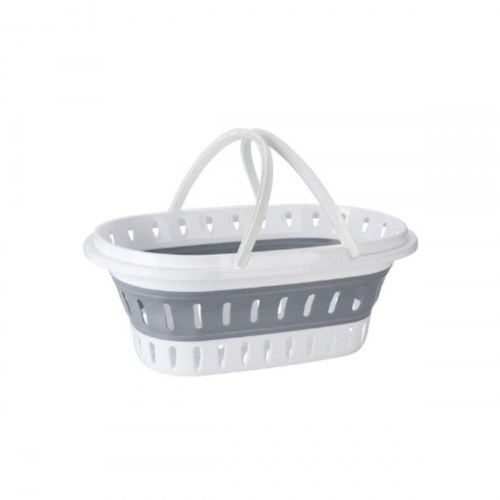 Bathroom Solutions sammenfoldelig tøjkurv - 60 × 40 × 27 cm, hvid/grå