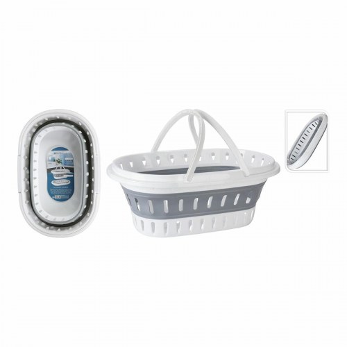 Bathroom Solutions sammenfoldelig tøjkurv - 60 × 40 × 27 cm, hvid/grå