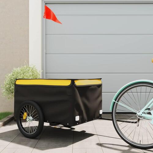 Cykelanhænger 45 kg jern sort og gul