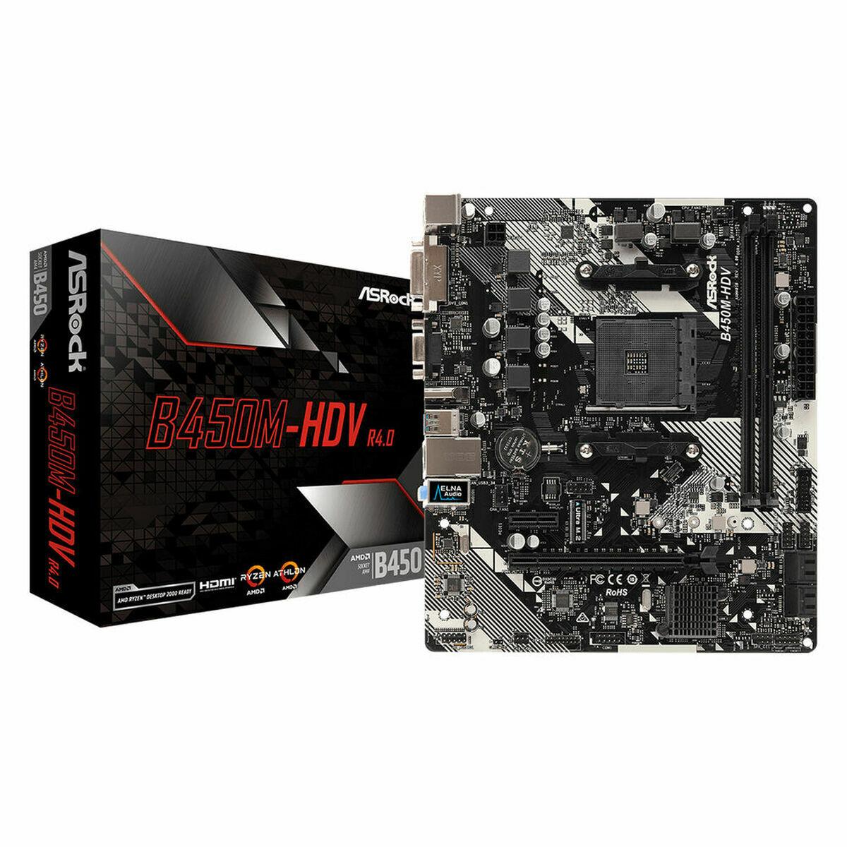 Bundkort ASRock B450M-HDV R4.0 - AMD B450, AM4, MicroATX