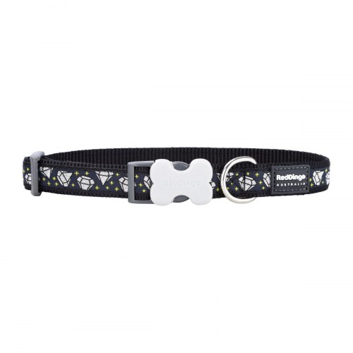 Red Dingo hundehalsbånd STYLE DIAMOND, 15 mm, 24-36 cm, sort