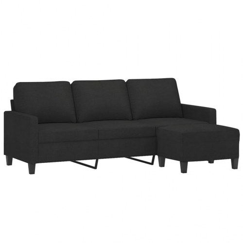 3-personers sofa med fodskammel - 180 cm, sort