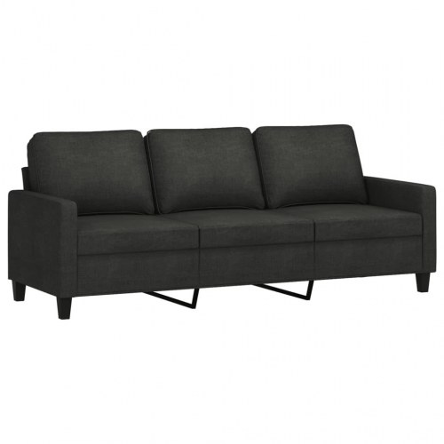 3-personers sofa med fodskammel - 180 cm, sort