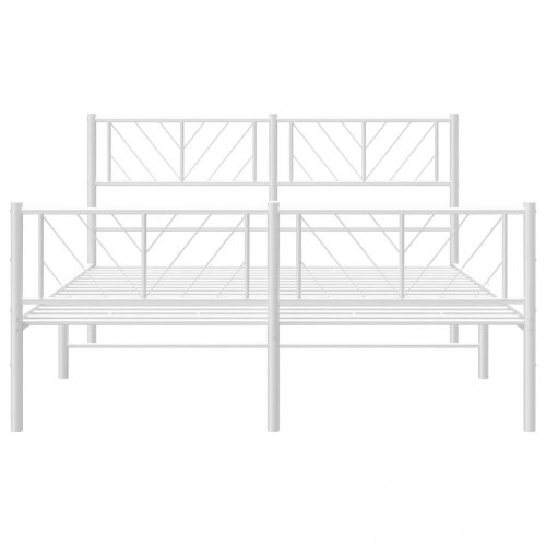 Sengeramme med sengegavl og fodgærde 135×190 cm - metal, hvid