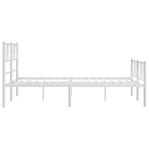 Sengeramme med sengegavl og fodgærde 135×190 cm - metal, hvid