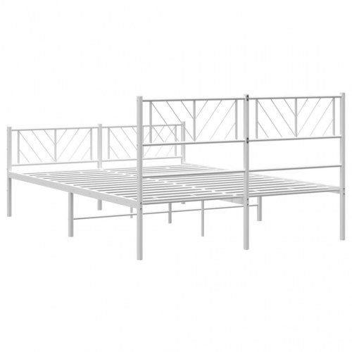 Sengeramme med sengegavl og fodgærde 135×190 cm - metal, hvid