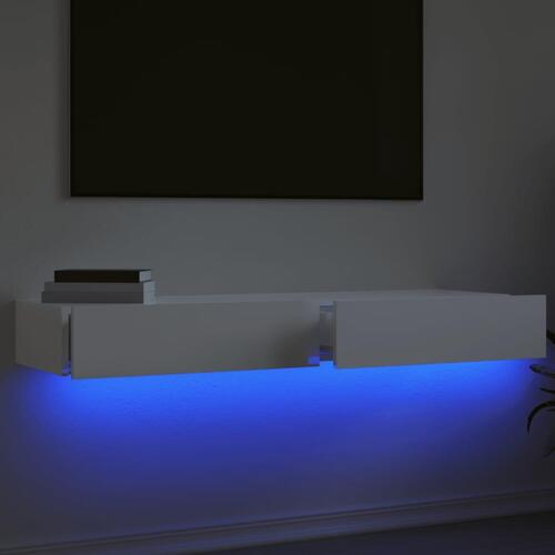 Tv-borde med LED-lys 2 stk. 60x35x15,5 cm hvid højglans