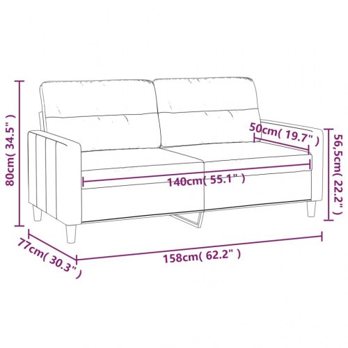 2-personers sofa 140 cm stof mørkegrå