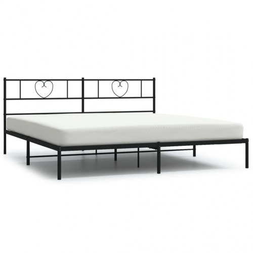 Sengeramme med sengegavl i metal 183×213 cm - sort