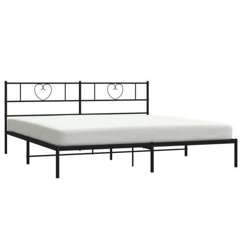 Sengeramme med sengegavl i metal 183×213 cm - sort