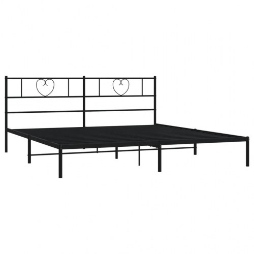 Sengeramme med sengegavl i metal 183×213 cm - sort