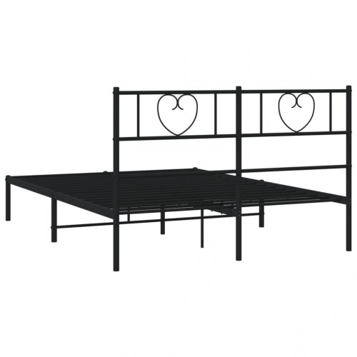 Sengeramme med sengegavl 140x190 cm - metal, sort