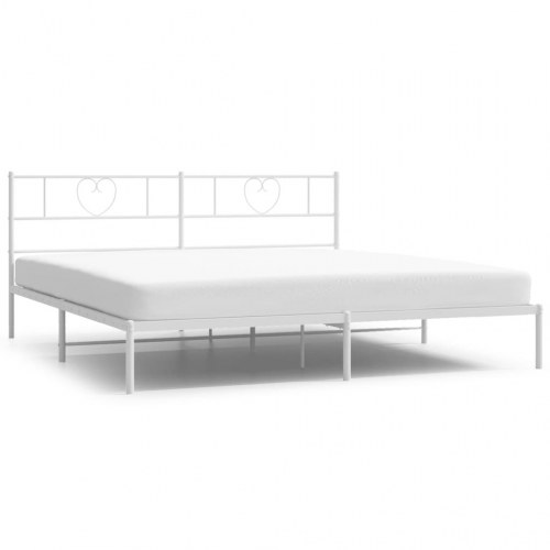 Sengeramme med sengegavl i metal - 193 × 203 cm, hvid