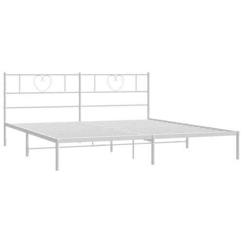 Sengeramme med sengegavl i metal - 193 × 203 cm, hvid
