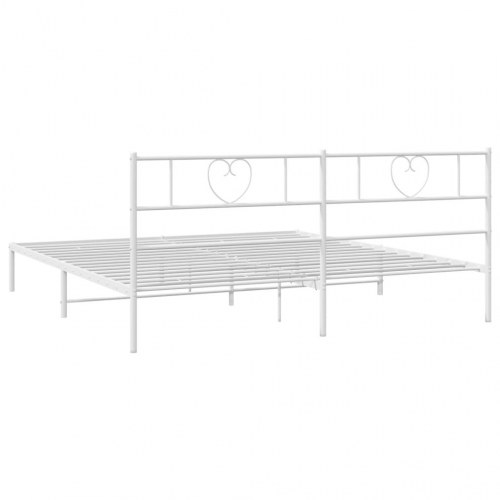 Sengeramme med sengegavl i metal - 193 × 203 cm, hvid