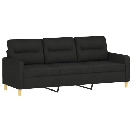 Sofasæt i stof - 2- og 3-personers med puder, sort