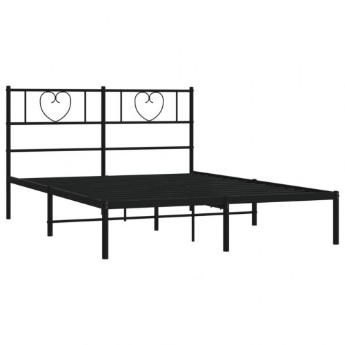 Sengeramme med sengegavl 160x200 cm - metal, sort