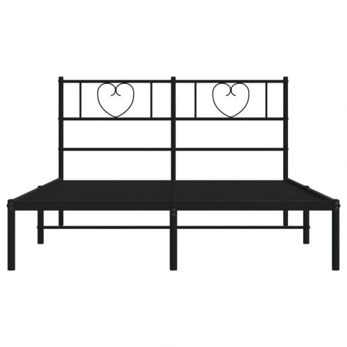 Sengeramme med sengegavl 160x200 cm - metal, sort