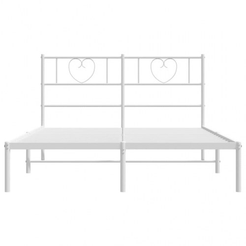 Sengeramme med sengegavl 150×200 cm - metal, hvid