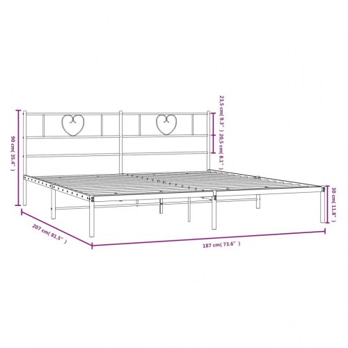 Sengeramme med sengegavl 180 x 200 cm - metal, hvid