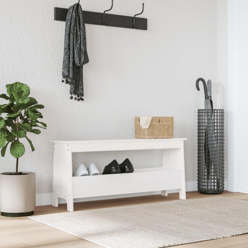 Entrébænk med opbevaring - hvid fyrretræ, 100×28×45 cm