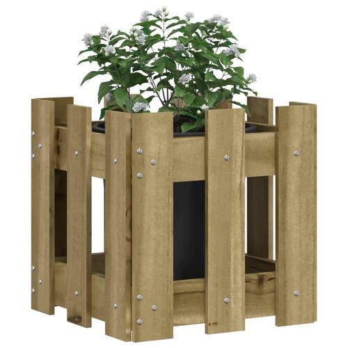 Plantekasse med stakitdesign 30x30x30 cm imprægneret fyrretræ