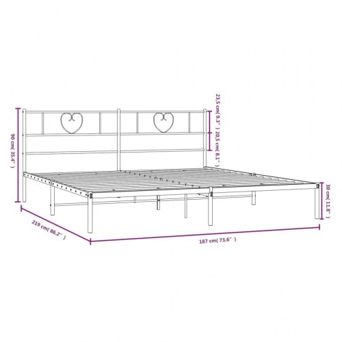 Sengeramme med sengegavl 183×213 cm - metal, hvid