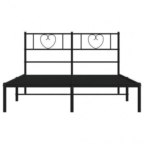 Sengeramme med sengegavl i metal 150×200 cm - sort