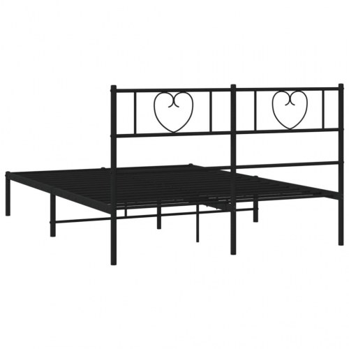 Sengeramme med sengegavl i metal 150×200 cm - sort
